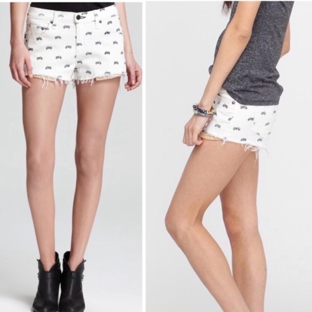 Rag & Bone Mila Moto Shorts 24 Distressed White